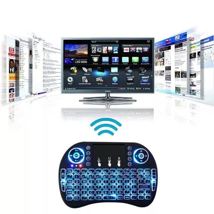 I8 Mini Wireless Keyboard Backlight 2.4G Air Mouse Remote Control Touchable Handheld for Smart Android TV Box Desktop PC -