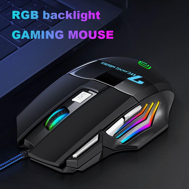 Wired Gaming Mouse USB Computer 2.4GHZ Mouse Gaming RGB Ergonomic Mouse 7 Button 3200DPI LED  Game Mice For PC Laptop-