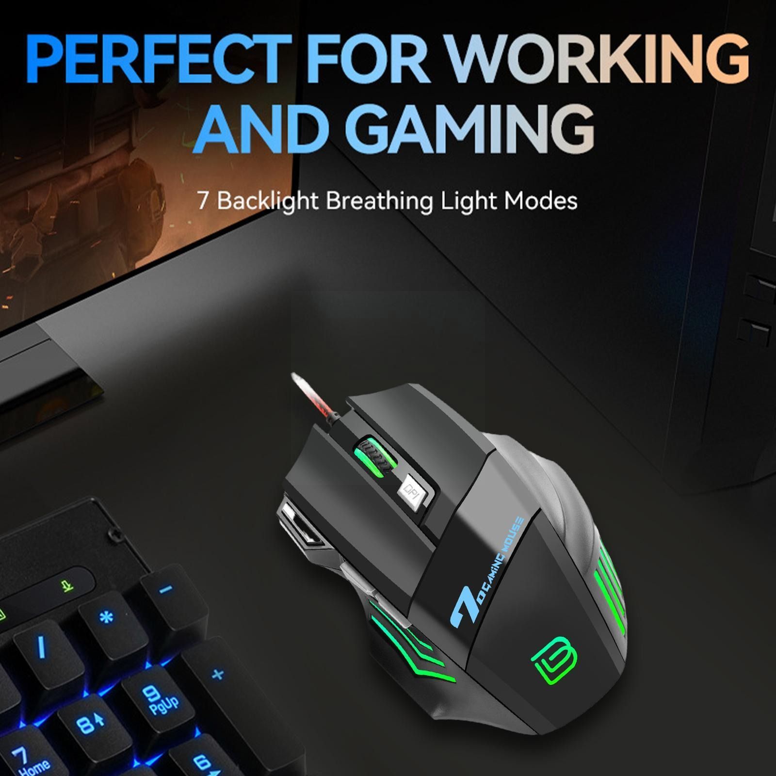 Wired Gaming Mouse USB Computer 2.4GHZ Mouse Gaming RGB Ergonomic Mouse 7 Button 3200DPI LED  Game Mice For PC Laptop-