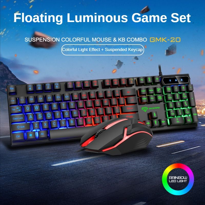 Wired Keyboard And Mouse Set Usb Luminous Mechanical Keyboard And Mouse Set For PC Laptop Computer Game Office -