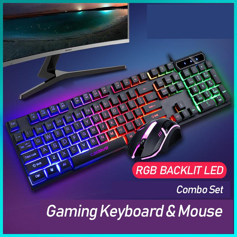 Wired Keyboard And Mouse Set Usb Luminous Mechanical Keyboard And Mouse Set For PC Laptop Computer Game Office -