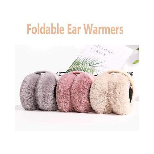 Fashion Adjustable Earmuffs Cozy Foldable Faux Fur Ear Muffs for Women