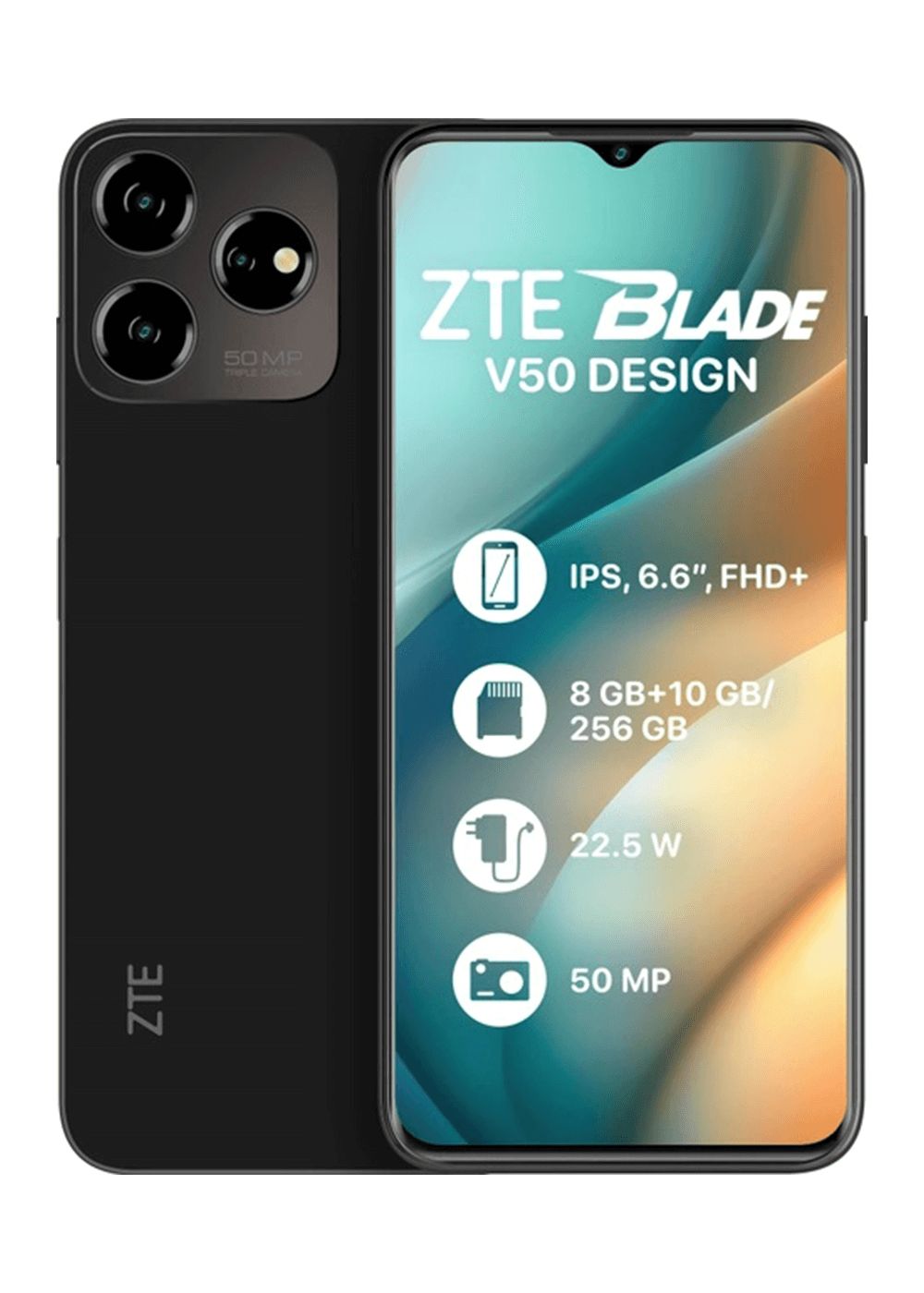 ZTE Blade V50 256 ROM+ 8GB RAM 4G Network Dual-SIM 6.6 INCH 90Hz LCD Screen 50MP Camera 22.5W Type-C Charging 5000mAh Battery Fingerprint &Face. Smartphone