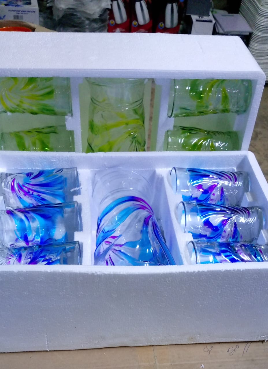 7Pcs Water Glass Jug Set With 6 Long Glasses