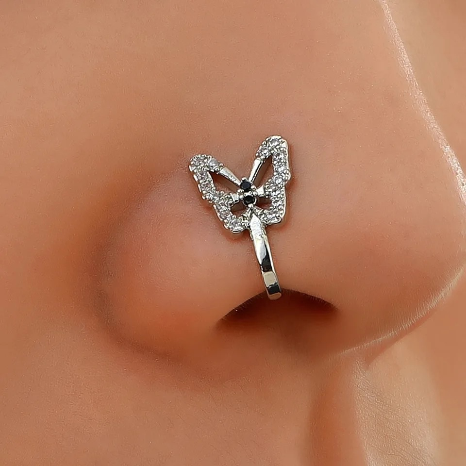 2024 New Non-perforated U-shaped Nose Clip, Fake Nose Piercing Jewelry Butterfly Rings Fashion Jewelry Septum Piercing Nariz