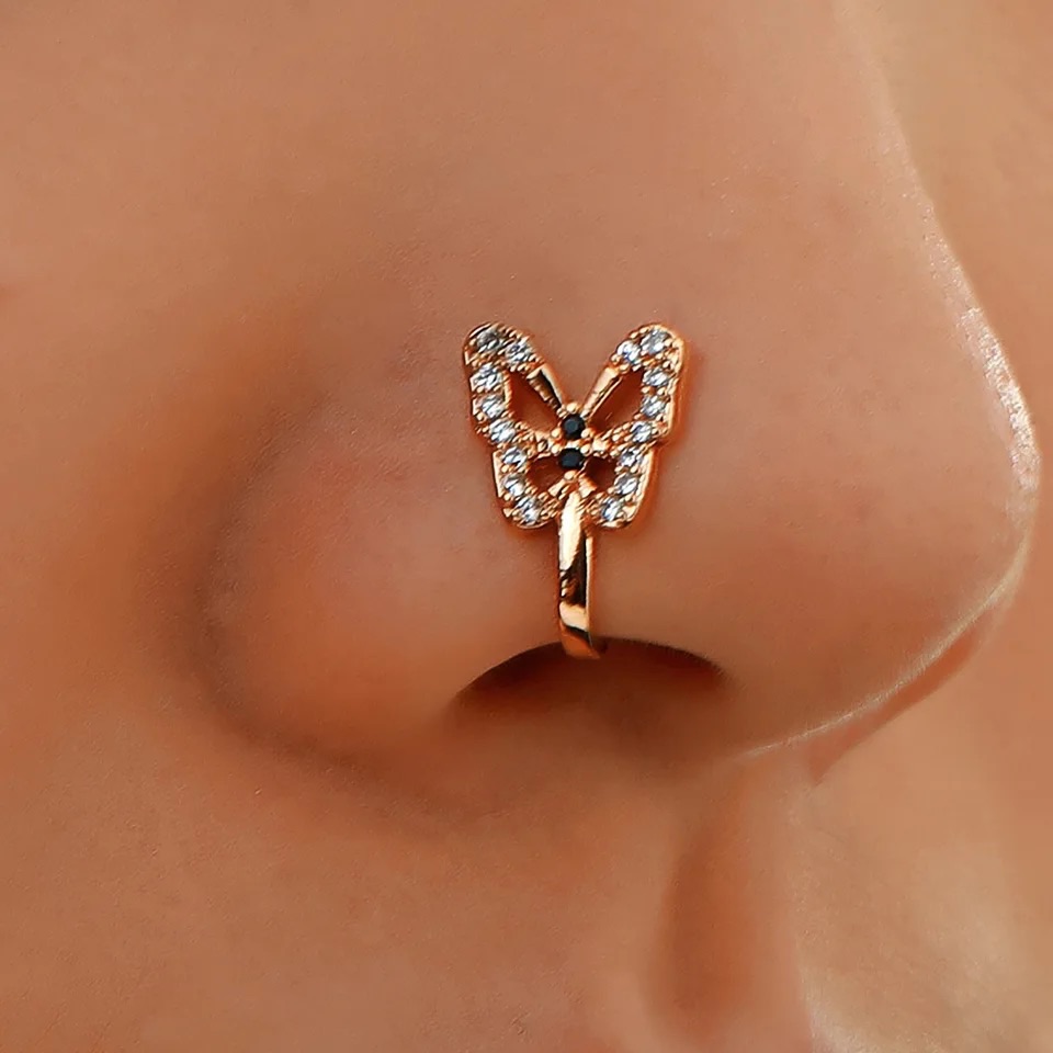 2024 New Non-perforated U-shaped Nose Clip, Fake Nose Piercing Jewelry Butterfly Rings Fashion Jewelry Septum Piercing Nariz