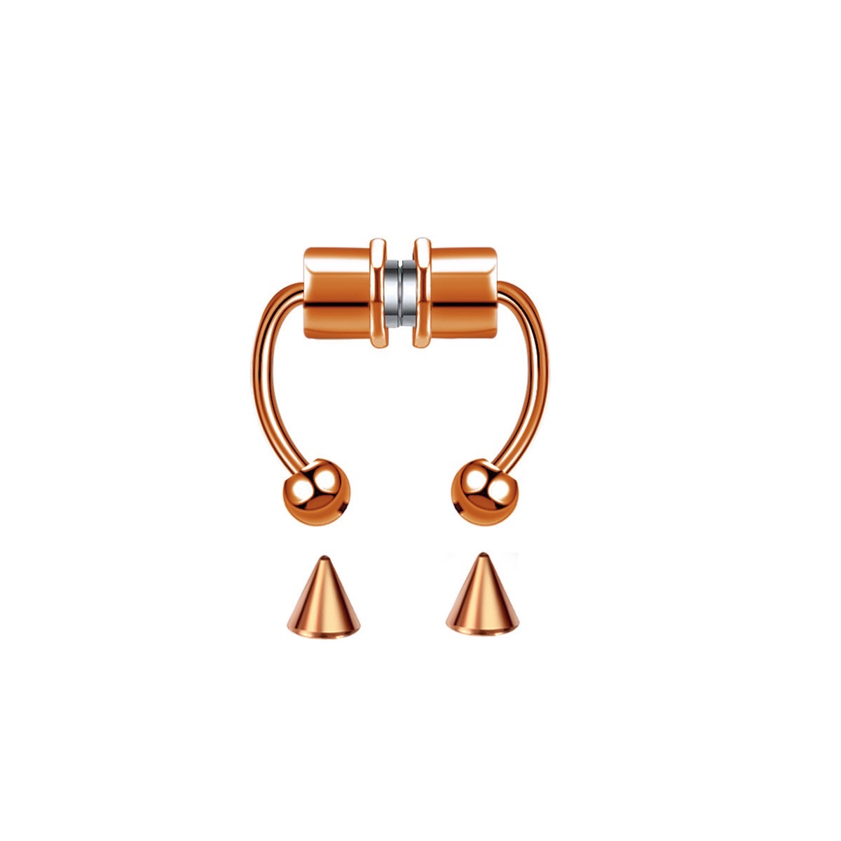 CJ House Women Fake Piercing Nose Ring Hoop Septum Piercing Nose Clip Rock HipHoop Stainless Steel Magnet Fashion Body Jewelry Wholesale