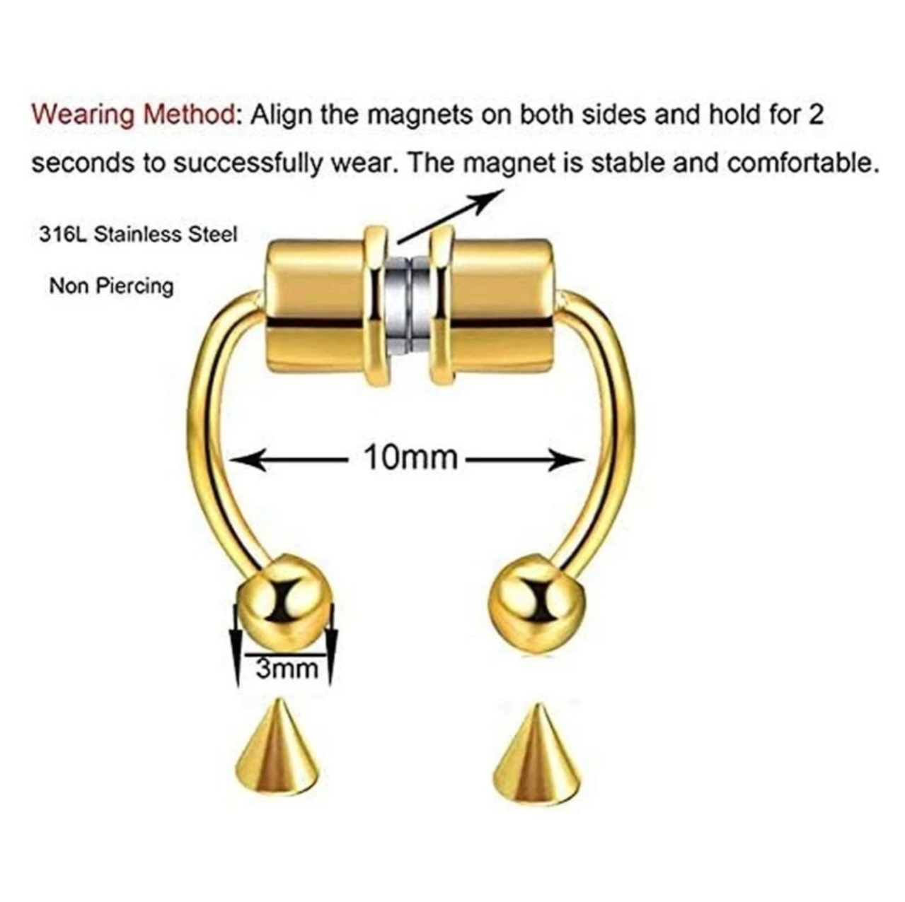 CJ House Women Fake Piercing Nose Ring Hoop Septum Piercing Nose Clip Rock HipHoop Stainless Steel Magnet Fashion Body Jewelry Wholesale