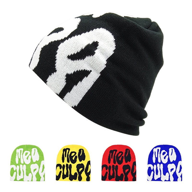 CJ House New Knitting Beanies Hat Men Women Paragraph Quality Cap Mea Culpa Y2k Warm Fashion Hundred Take Cold Cap for Women Hats