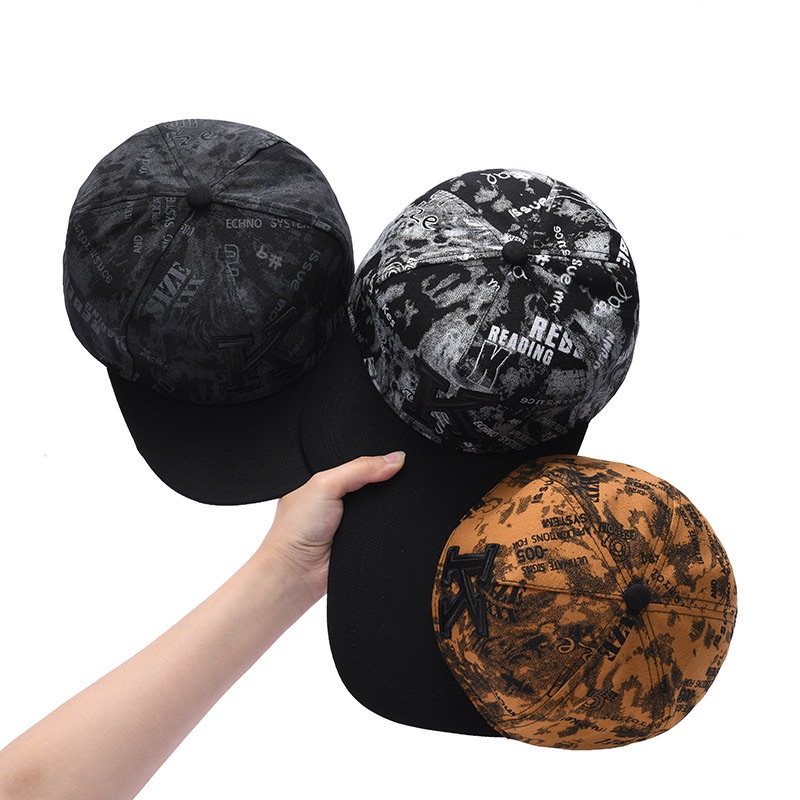 CJ House Hip Hop Baseball Cap Hat Flat Rim Hip Hop Style Hip Hop Hat Korean Version Cap Hip Hop Trend Personality Flat Brim Hat