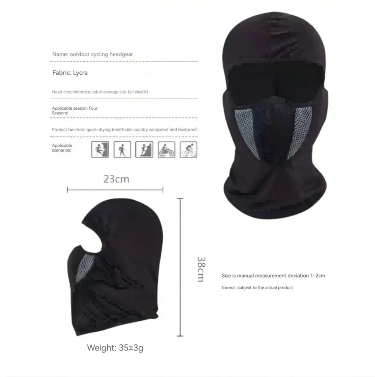CJ House Breathable Balaclava Motorcycle Full Face Masks Skullies Cap Hat Motocross Motorbike Helmet Moto Riding Neck Face Hood Moto Mask