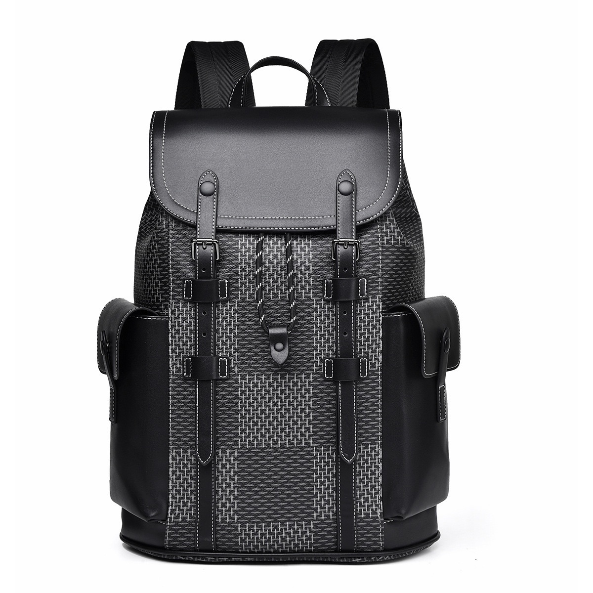 New 15.6-inch men's backpack Leisure printed textured business computer bag Fashion printed travel bag and backpack