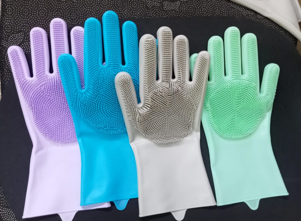 a pair of silicon kitchen cleaning gloves...