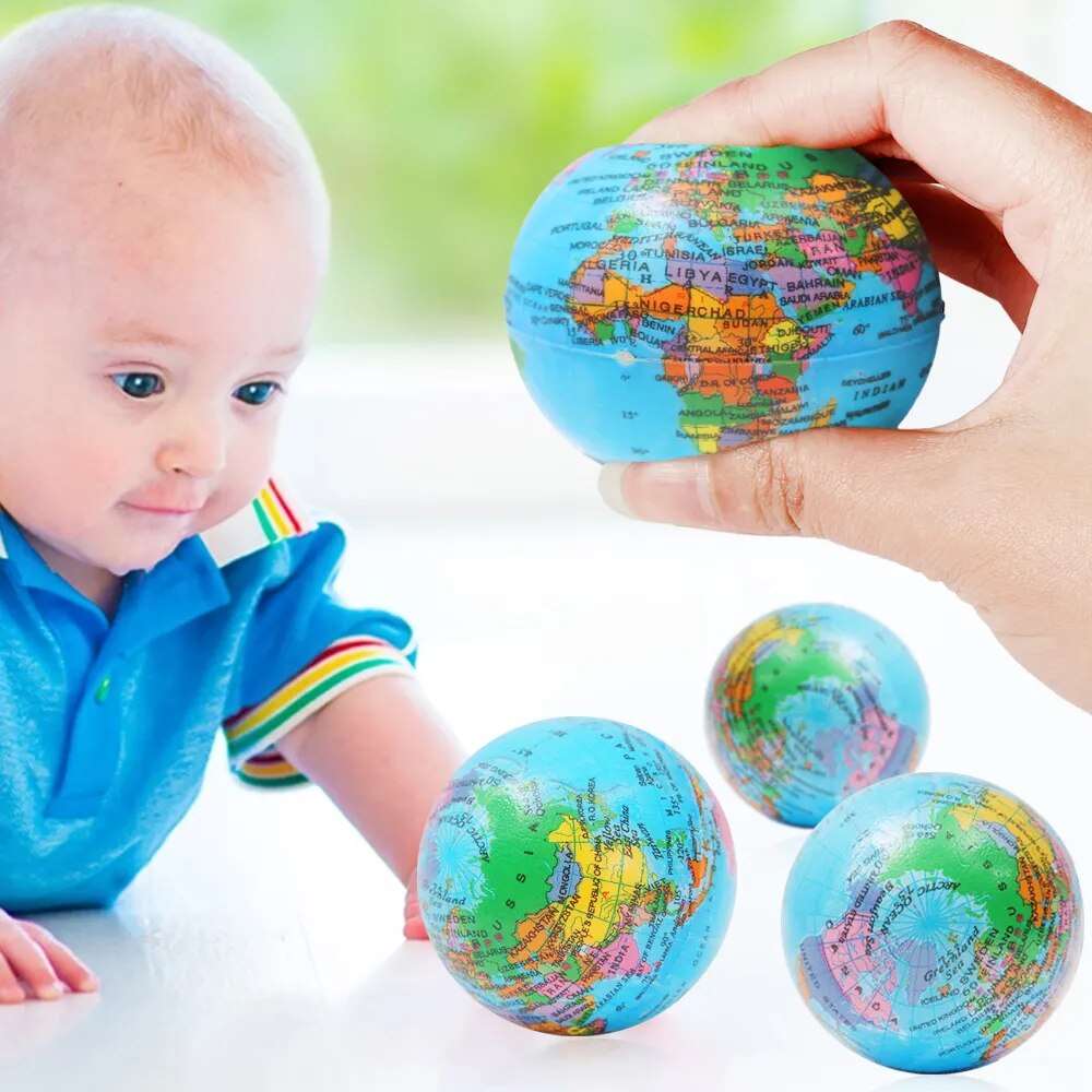 GLOBE SQUEEZE STRESS BALL GRIP EXCERCISE BALL HAND THERAPY STRESS RELIEF