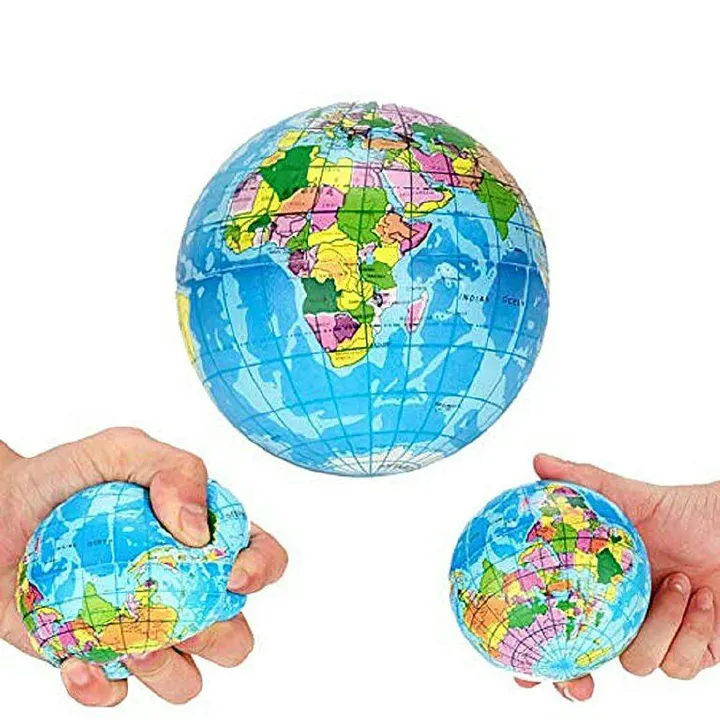 GLOBE SQUEEZE STRESS BALL GRIP EXCERCISE BALL HAND THERAPY STRESS RELIEF