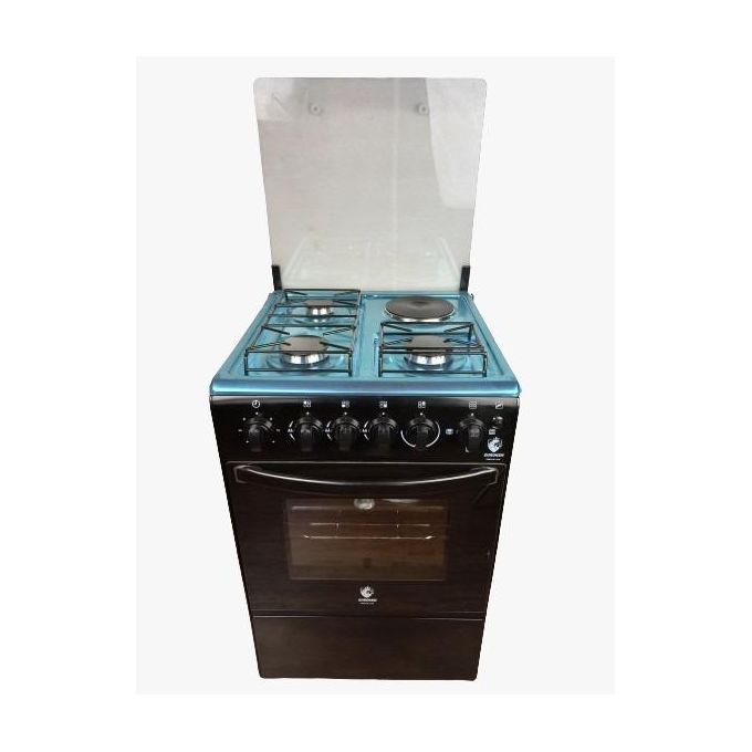 EG55T-3G1E-E Euroken 3 Gas 1 Electric Standing Cooker + Electric Oven- 3+1 black WITH TIMER
