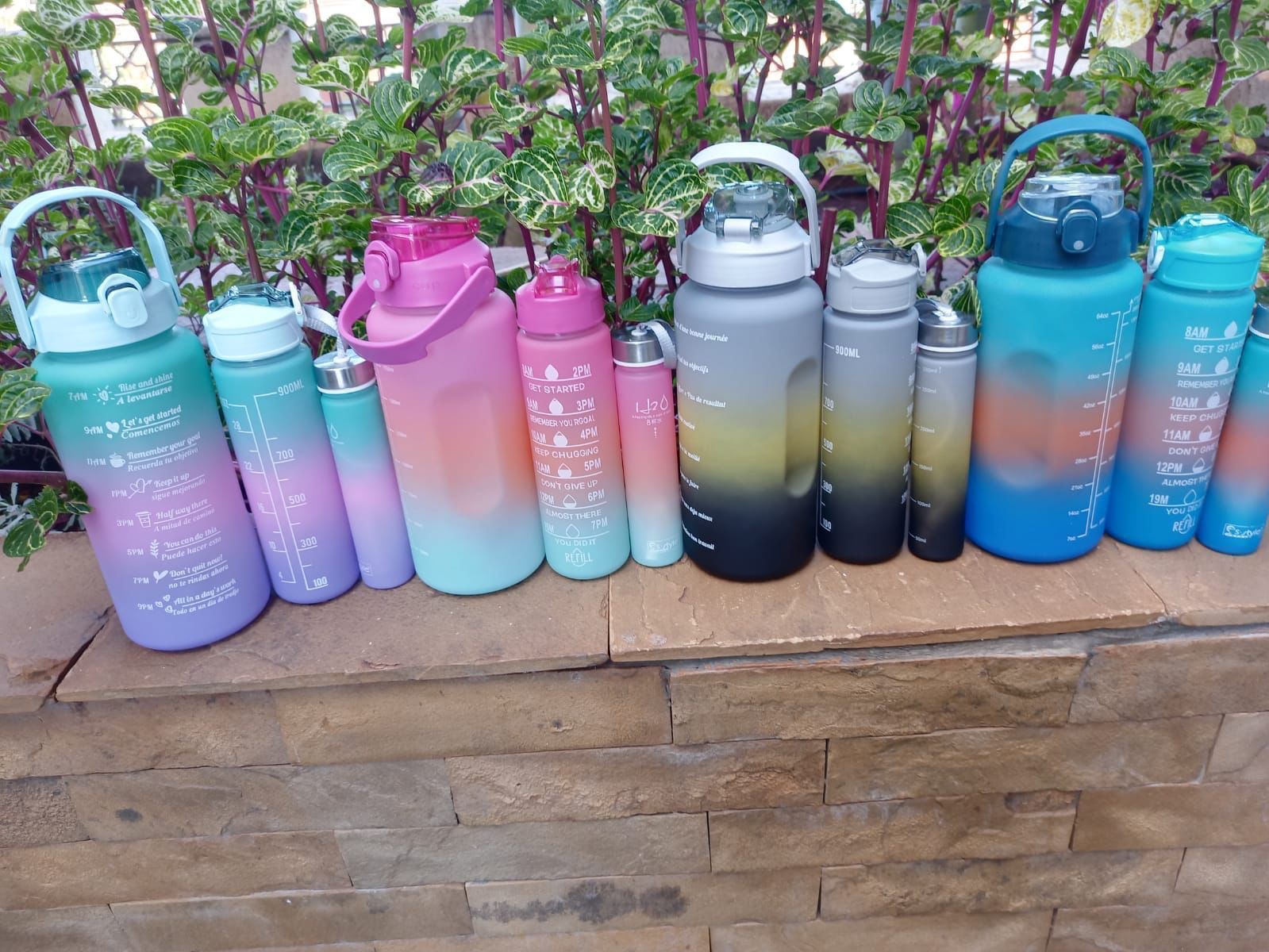 CLEARANCE OFFER 3-in-1 Set Water Bottle Motivational Sports Outdoor Travel Gym Fitness Leakproof Bottle