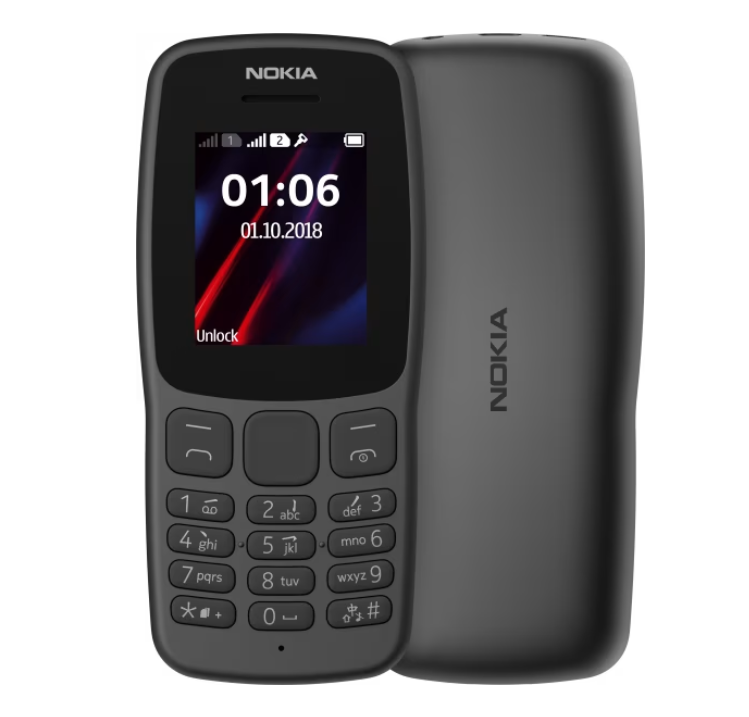 Nokia 106 Feature Phone - 800mAh Battery, 1.8-inch Display, Dual SIM