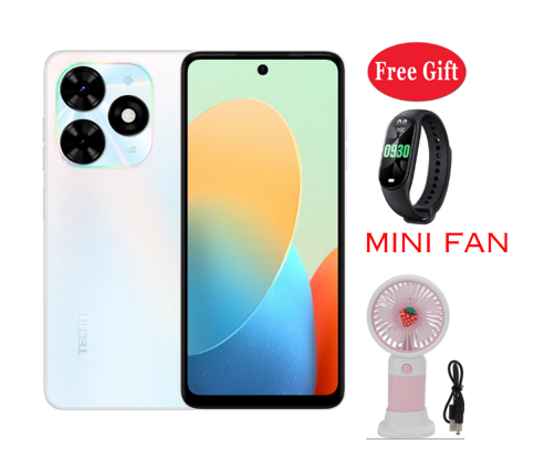 Tecno Pop 8, 6.6" 8GB RAM (4GB+4GB) + 128GB, 13MP, 4G (Dual SIM) 5000MAh -Smartphones + FREE GIFTRS