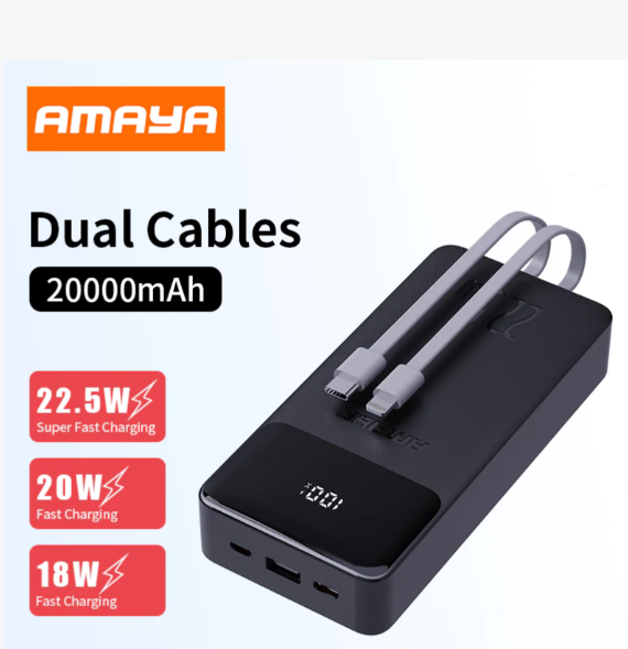 Amaya APW-13 power bank 20000mAh 22.5W super fast charging with 2 lines