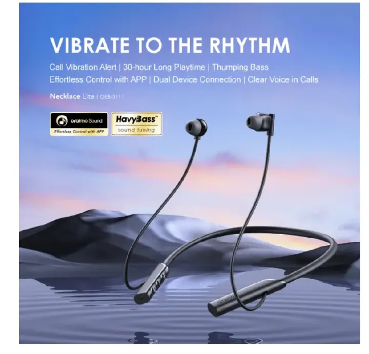 oraimo Necklace Lite Call Vibration Wireless Headphones Bluetooth  Earphones