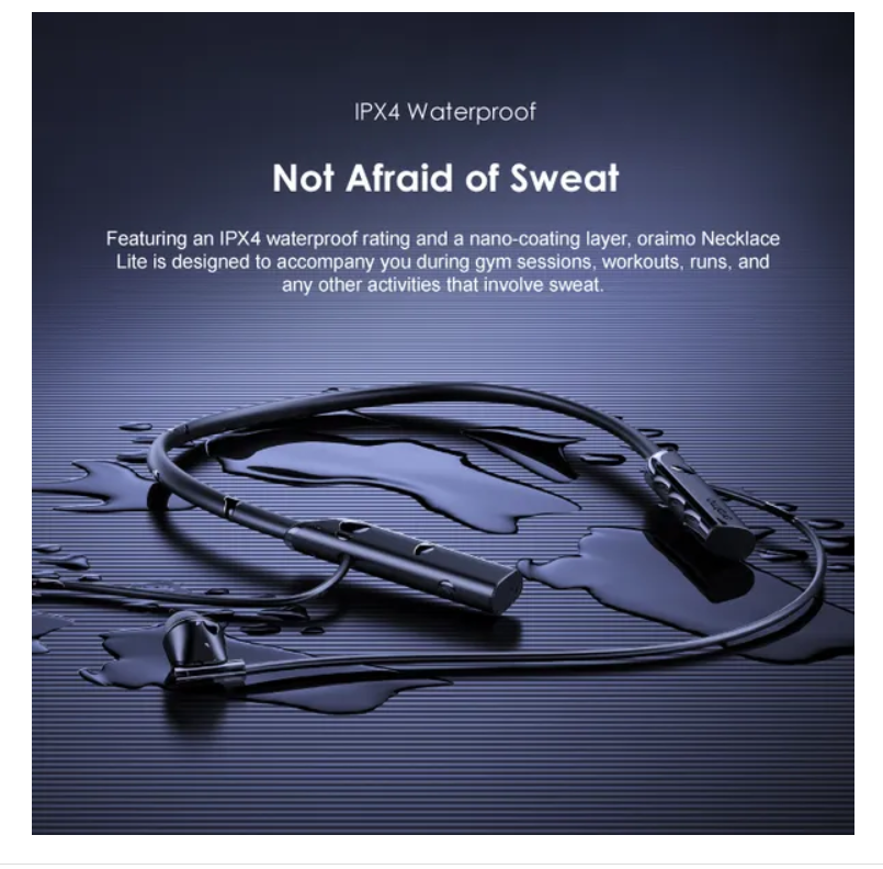 oraimo Necklace Lite Call Vibration Wireless Headphones Bluetooth  Earphones