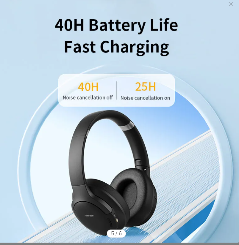 Amaya HD-360BT Active Noise Cancellation (ANC) Over-Ear Wireless Bluetooth Headphones