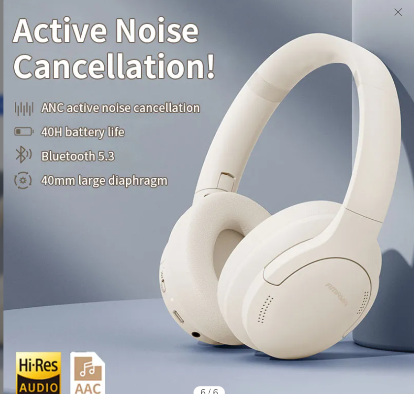 Amaya HD-360BT Active Noise Cancellation (ANC) Over-Ear Wireless Bluetooth Headphones