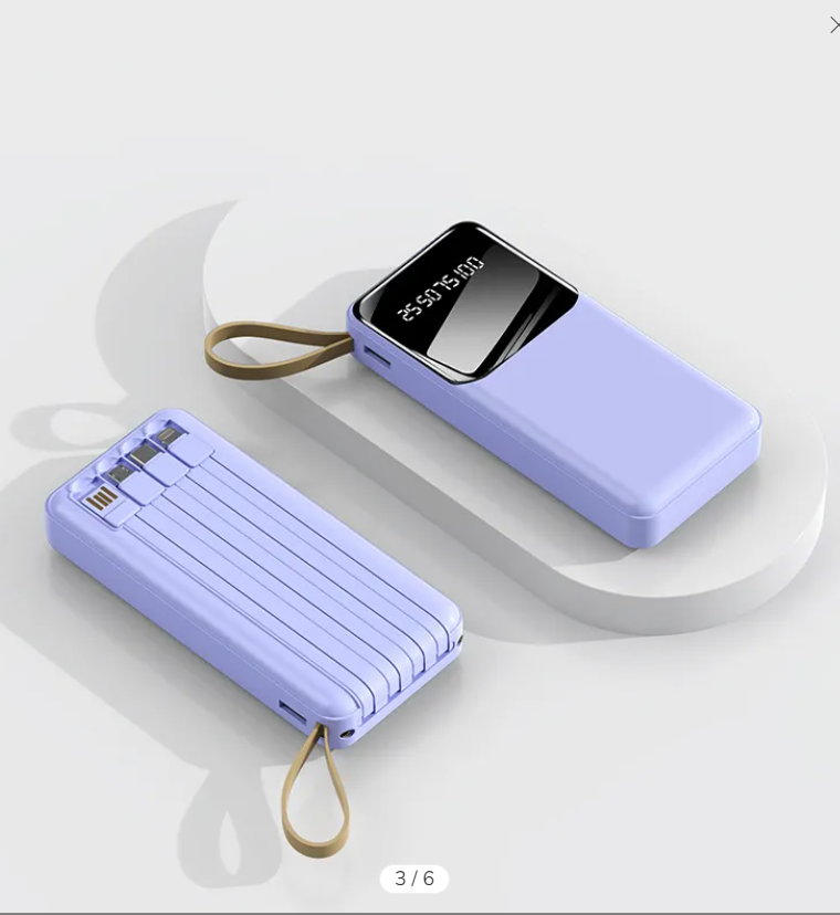Amaya APW-01 Power Bank 20000mAh fast charging with 4 lines for iPhone, Type C, Micro and USB ports