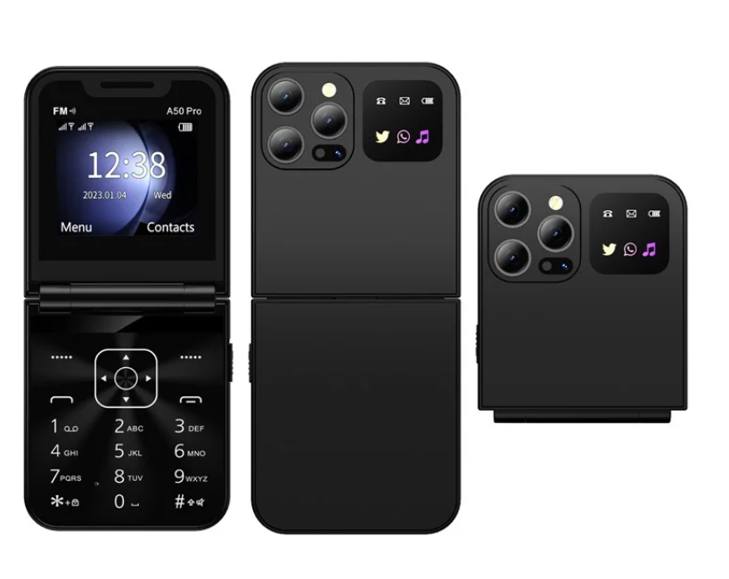 Nemojo i15 Pro Flip Phone, 2.6" (Dual SIM), Wireless FM - Type C Charging Port LED flashlight cell Phone