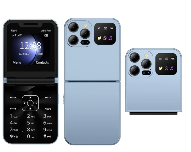 Nemojo i15 Pro Flip Phone, 2.6" (Dual SIM), Wireless FM - Type C Charging Port LED flashlight cell Phone