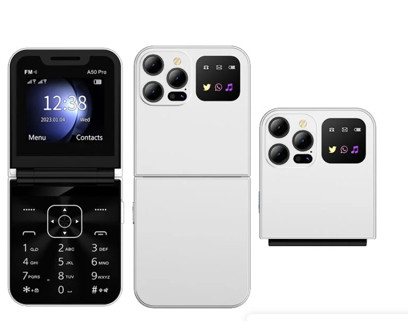 Nemojo i15 Pro Flip Phone, 2.6" (Dual SIM), Wireless FM - Type C Charging Port LED flashlight cell Phone