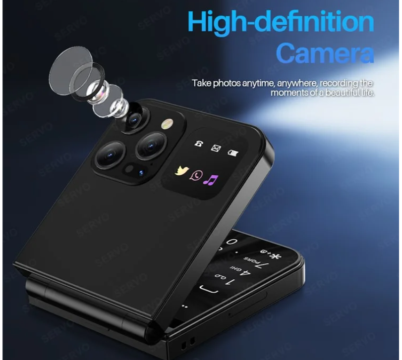 Nemojo i15 Pro Flip Phone, 2.6" (Dual SIM), Wireless FM - Type C Charging Port LED flashlight cell Phone