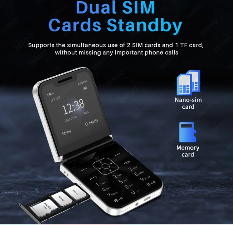 Nemojo i15 Pro Flip Phone, 2.6" (Dual SIM), Wireless FM - Type C Charging Port LED flashlight cell Phone