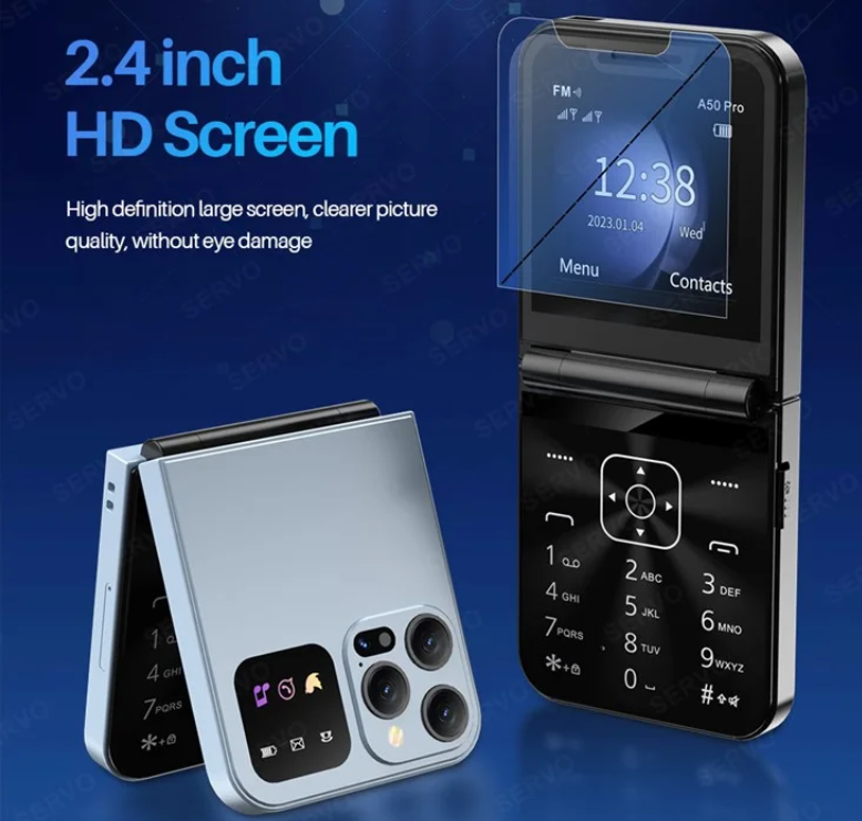 Nemojo i15 Pro Flip Phone, 2.6" (Dual SIM), Wireless FM - Type C Charging Port LED flashlight cell Phone