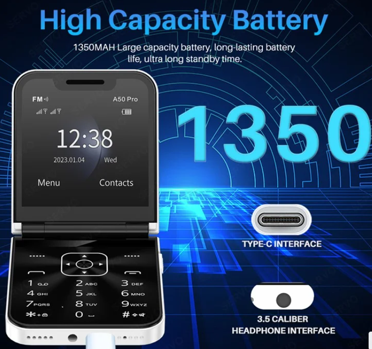 Nemojo i15 Pro Flip Phone, 2.6" (Dual SIM), Wireless FM - Type C Charging Port LED flashlight cell Phone