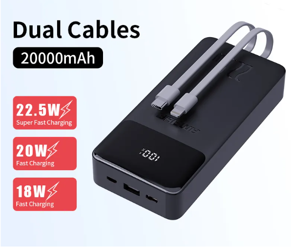 Amaya APW-13 power bank 20000mAh 22.5W super fast charging with 2 lines