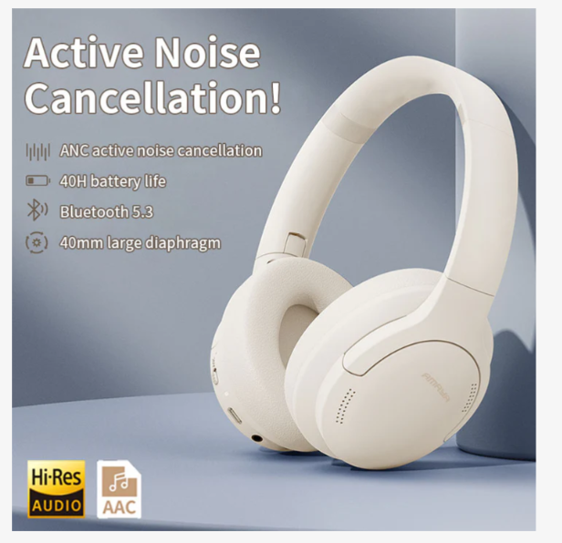 Amaya HD-360BT Active Noise Cancellation (ANC) Over-Ear Wireless Bluetooth Headphones