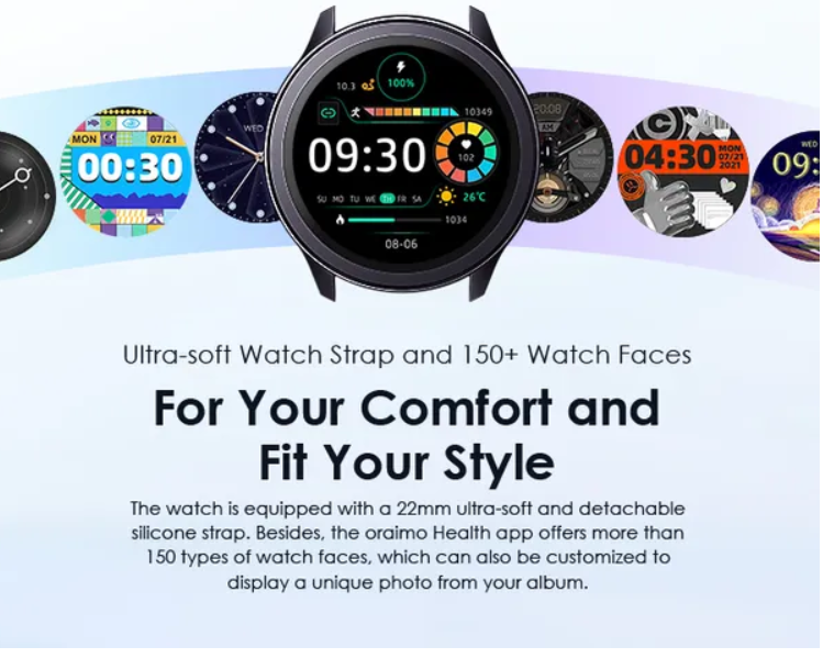 Oraimo Watch 2R 1.39" TFT IP68 BT Calling  7 Days Battery Life Waterproof:IP68 24-hour Health Monitoring Smart Watch
