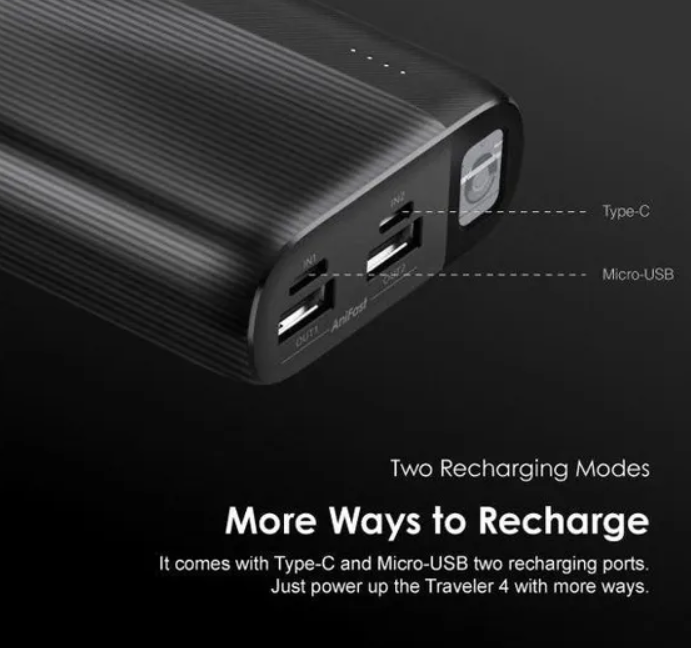 Oraimo Traveler 4 20000mAh 10.5W 3D Texture-Superb Surface Protection Widely Compatible Two Recharging Modes  Power Bank