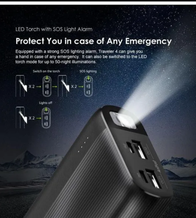 Oraimo Traveler 4 20000mAh 10.5W 3D Texture-Superb Surface Protection Widely Compatible Two Recharging Modes  Power Bank