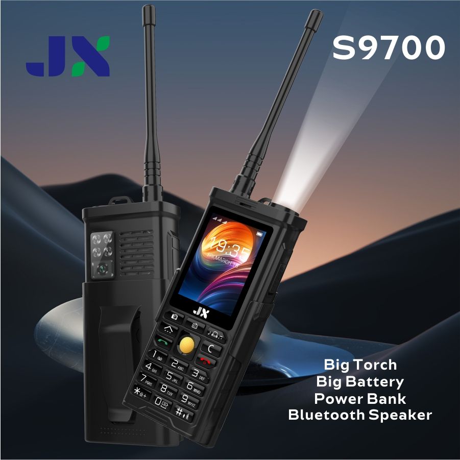 JX S9700. Display:2.8 inch; Screen Resolution:240*320; Chipest:MTK6261D; Memory: 32+32MB; SIM:Dual sim; Camera:HD camera; Speaker:φ36BOX; Cell Phone