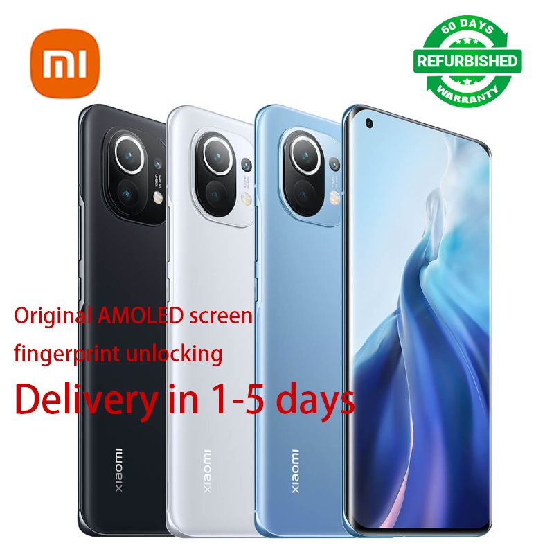 Refurbished XIAOMI MI 11 5G 100MP+20MP 6.81 inch original 2K AMOLED quad-curved flexible screen fingerprint and face recognition 4600mAh Qualcomm Snapdragon 888 processor