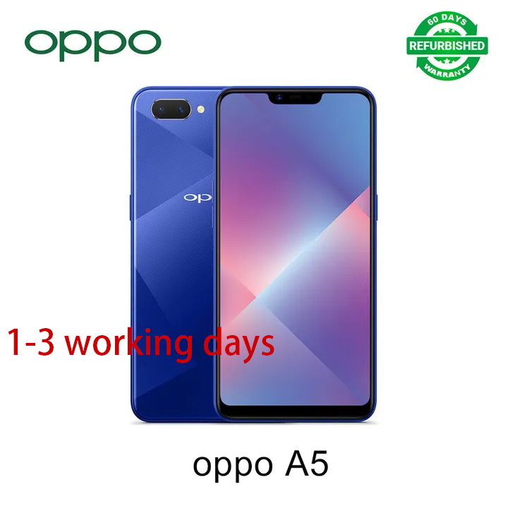 Refurbished oppo A5 /A3s Ram 4GB+Rom 64GB, Smartphone Android LTE Phone, 6.2 Inch Screen, Front 8mp, Rear 13mp + 2MP Camera, Face Unlock, 4230mah Battery, Octa Core Dual SIM Smartphone