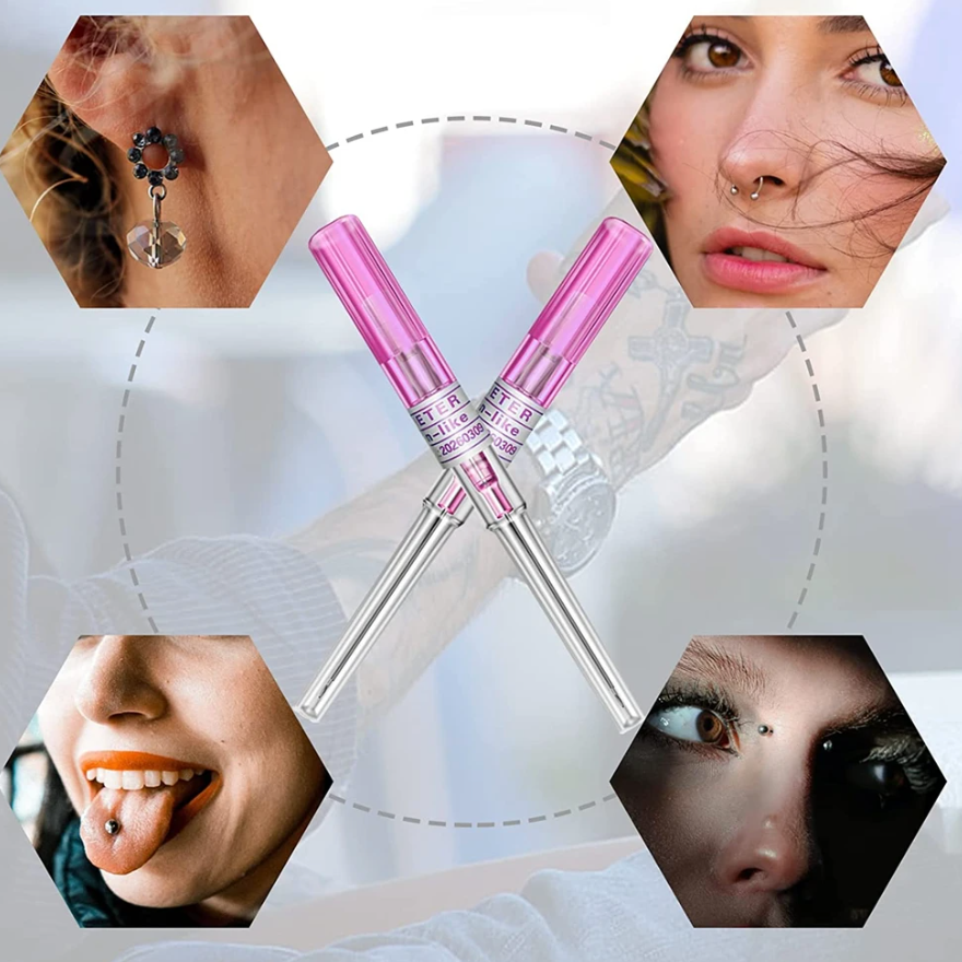 10pcs Disposable Piercing Needles 14/16/18/20/22G I.V Catheter Body Ear Nose Nipple Lip Piercing Tools Supplies