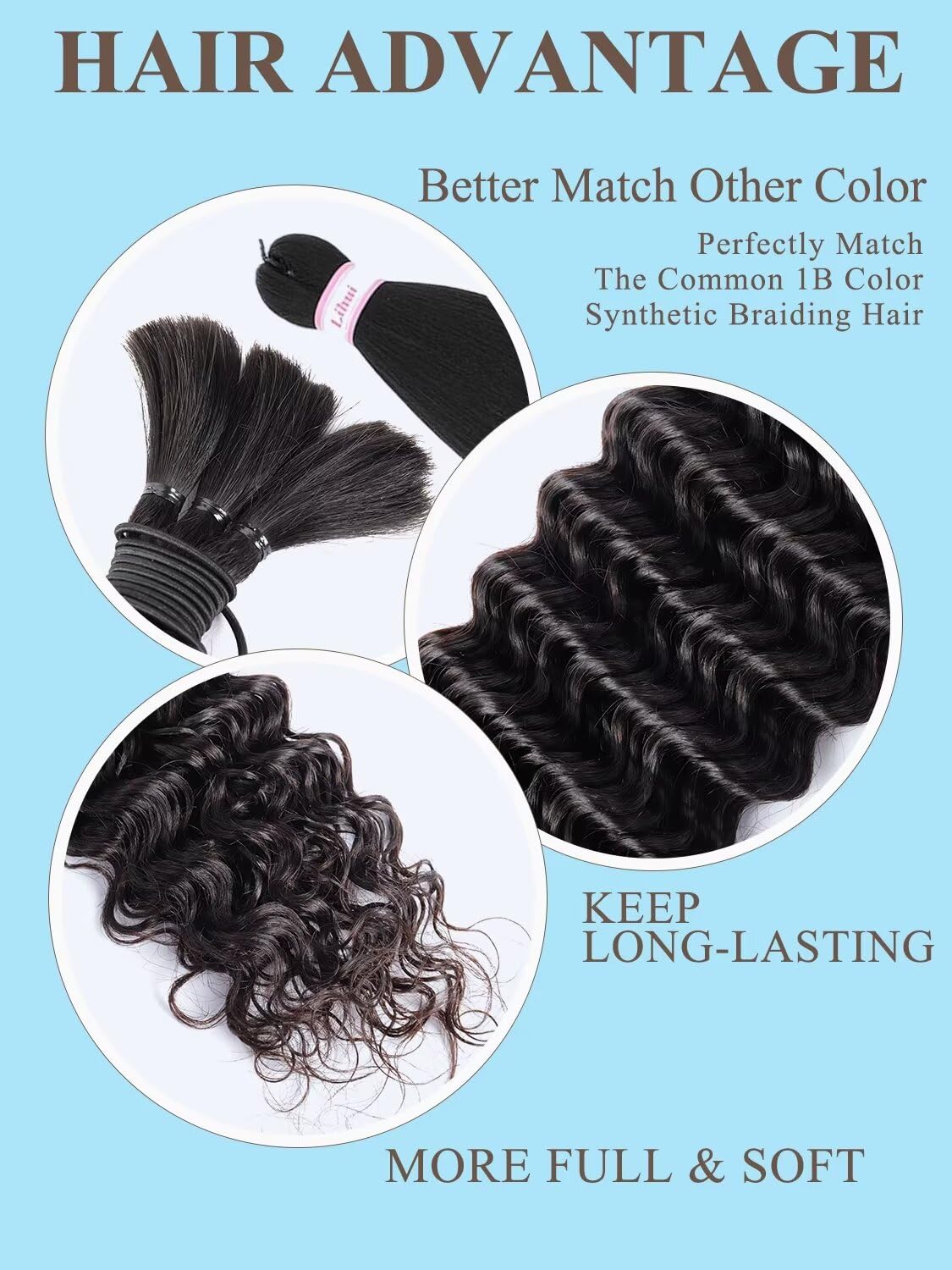 Human Braiding Hair 100g 16 Inch Deep Water Wave Bulk Human Hair for Braiding No Weft Bundle 10A Brazilian Virgin Curly Human Hair Extensions for Boho Braids Wet and Wavy Human Hair Braiding Hair