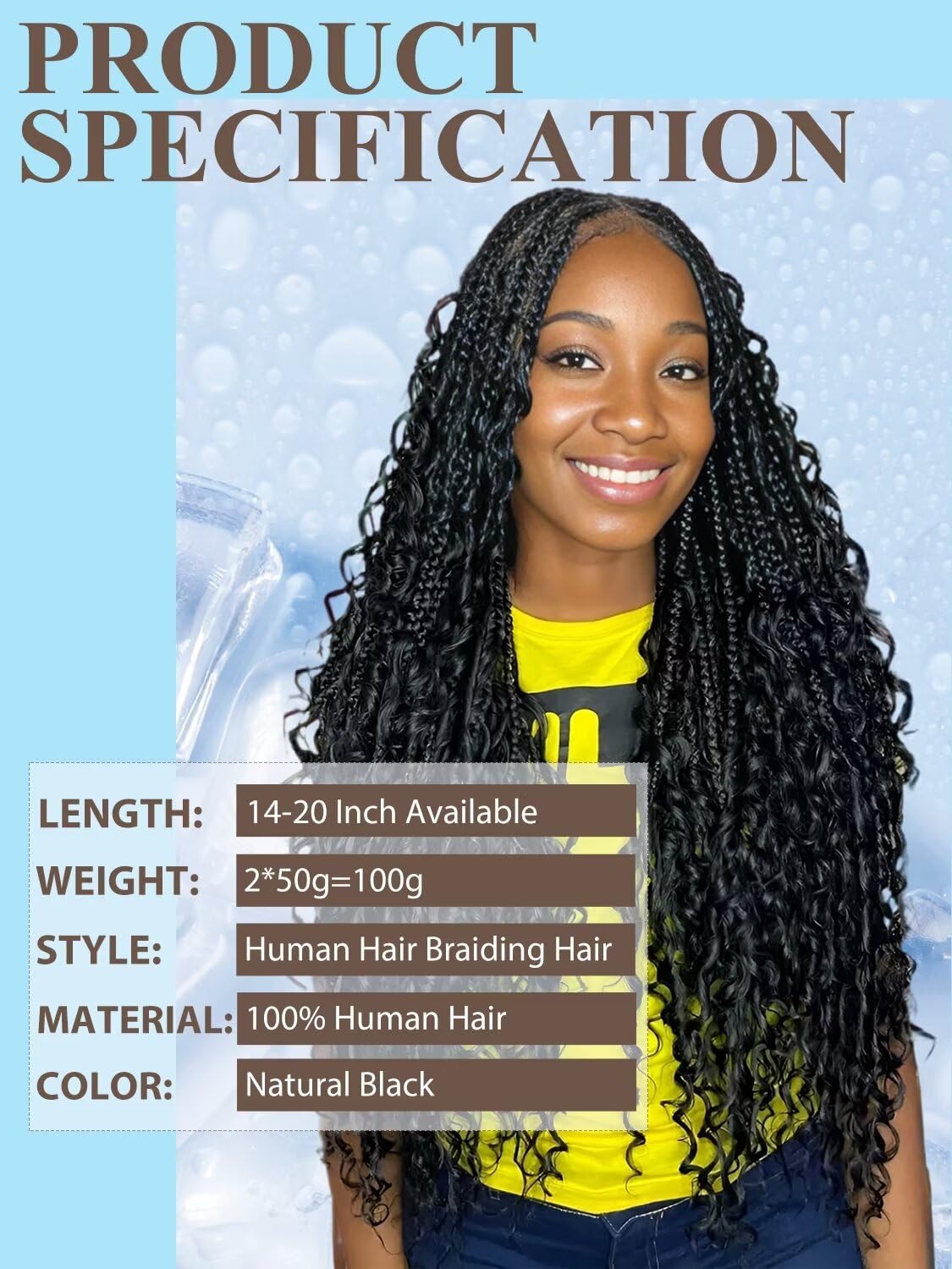 Human Braiding Hair 100g 16 Inch Deep Water Wave Bulk Human Hair for Braiding No Weft Bundle 10A Brazilian Virgin Curly Human Hair Extensions for Boho Braids Wet and Wavy Human Hair Braiding Hair