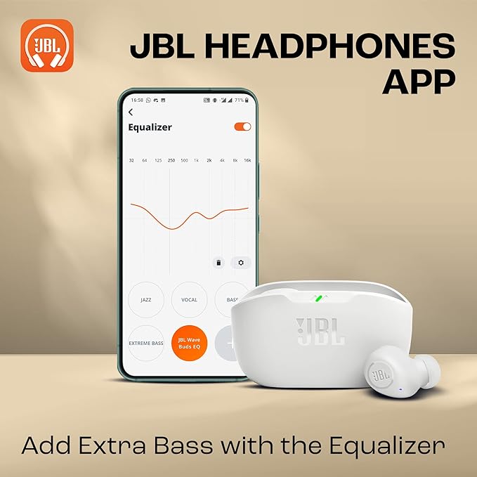 JBL Wave Buds in-Ear Wireless Earbuds with Mic,App for Customized Extra Bass Eq