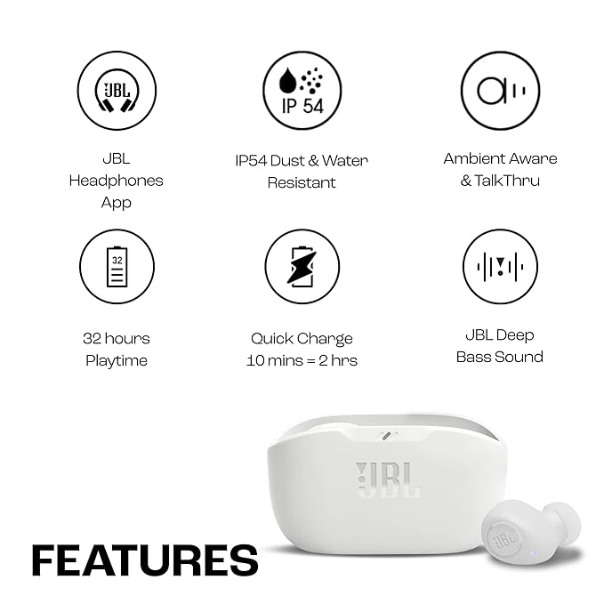 JBL Wave Buds in-Ear Wireless Earbuds with Mic,App for Customized Extra Bass Eq