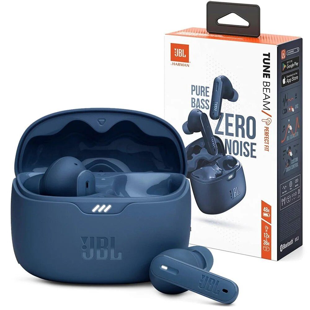 JBL Tune Beam In Ear Wireless TWS Earbuds with Mic, ANC Earbuds, Customized Extra Bass with Headphones App, 48 Hrs Battery, Quick Charge, 4-Mics, IP54, Ambient Aware & Talk-Thru